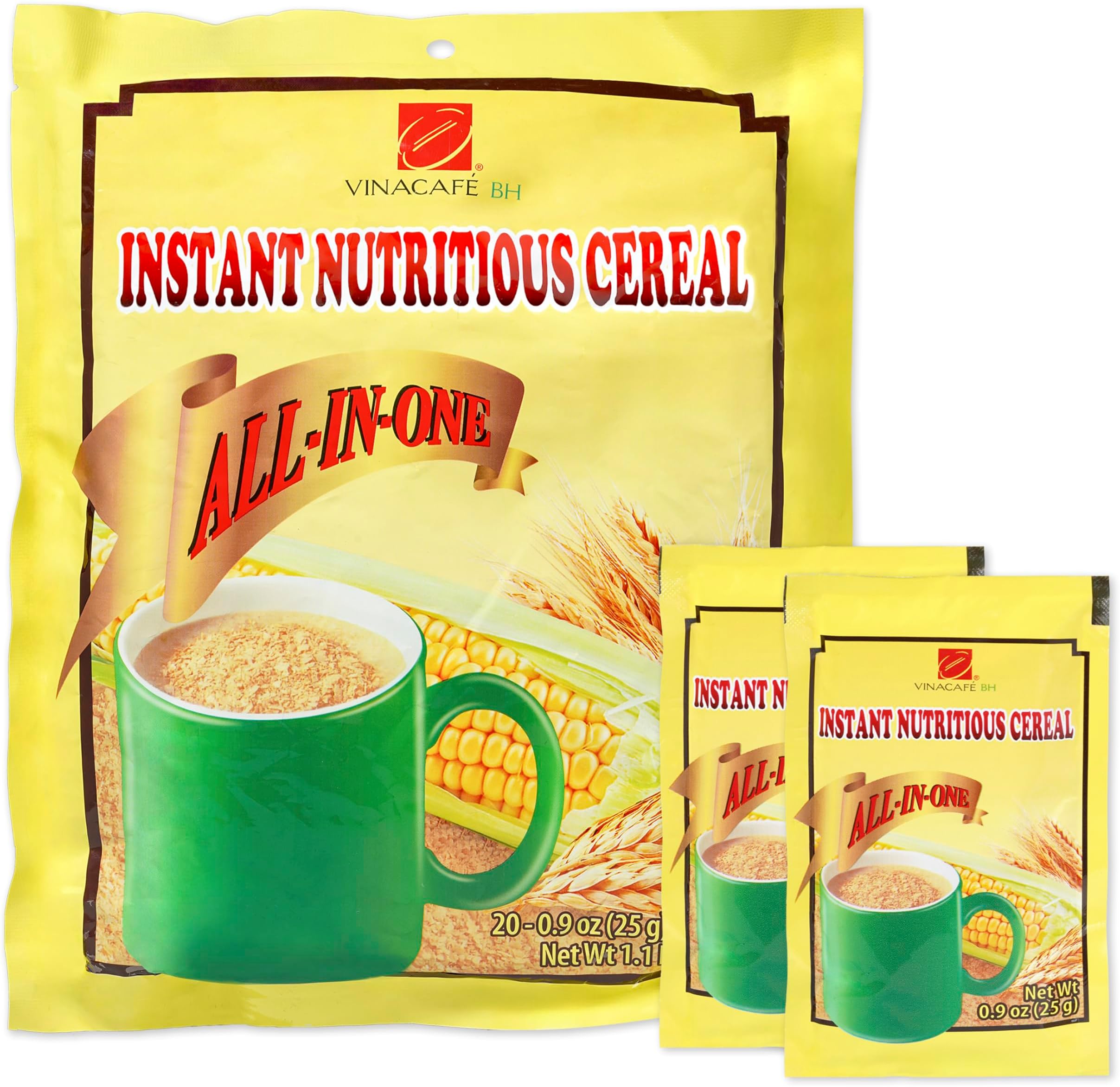 Instant Cereal Mix – 20 Sachets (14.11 Oz) | Nutritious Vietnamese Instant Cereal Drink | Creamy & Delicious Breakfast Beverage | Quick & Easy Hot or Cold Preparation
