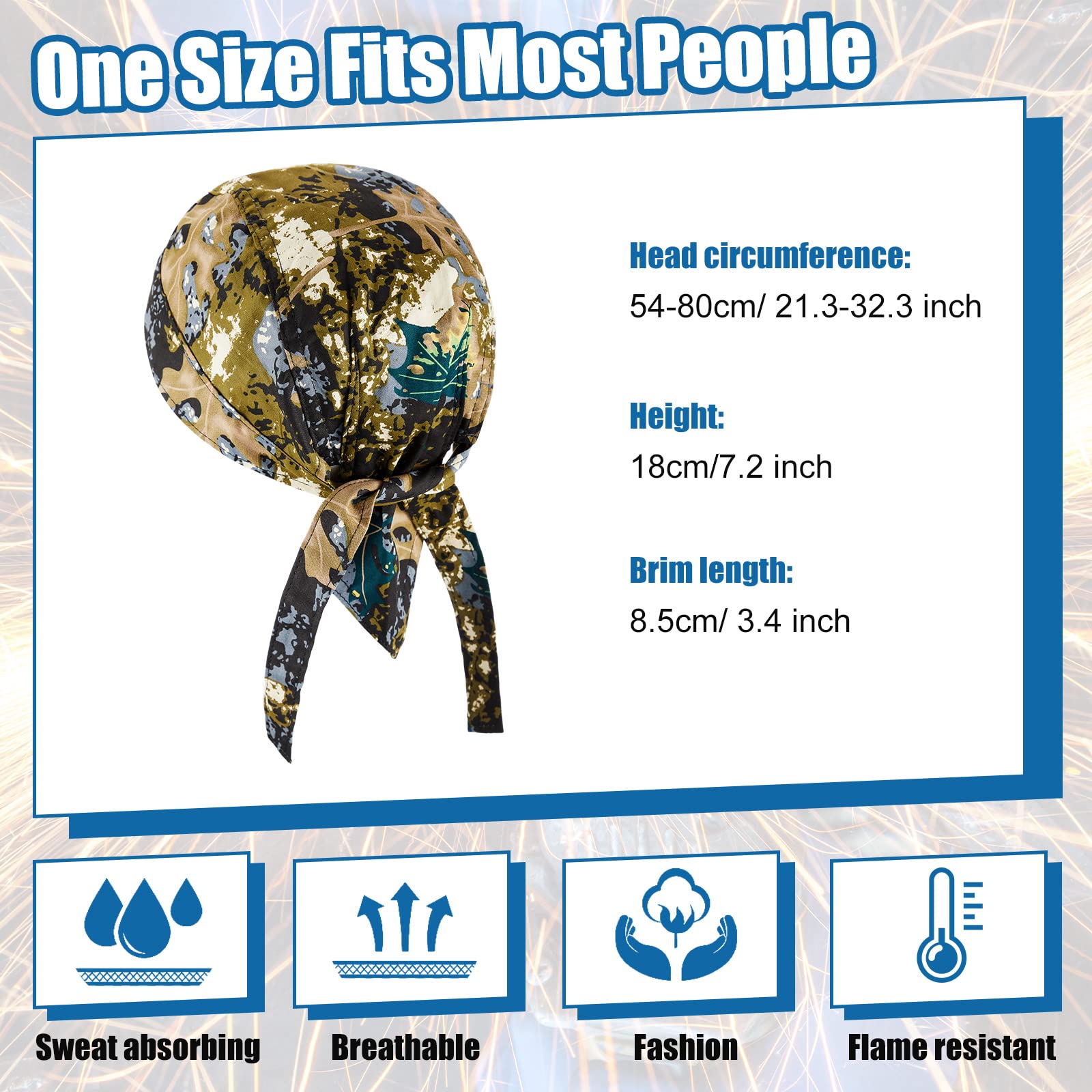 3 Pcs Welding Doo Rag Welding Cap Flame Resistant Cotton Welding Hat for Men Womens Welders Caps Mesh — view 2