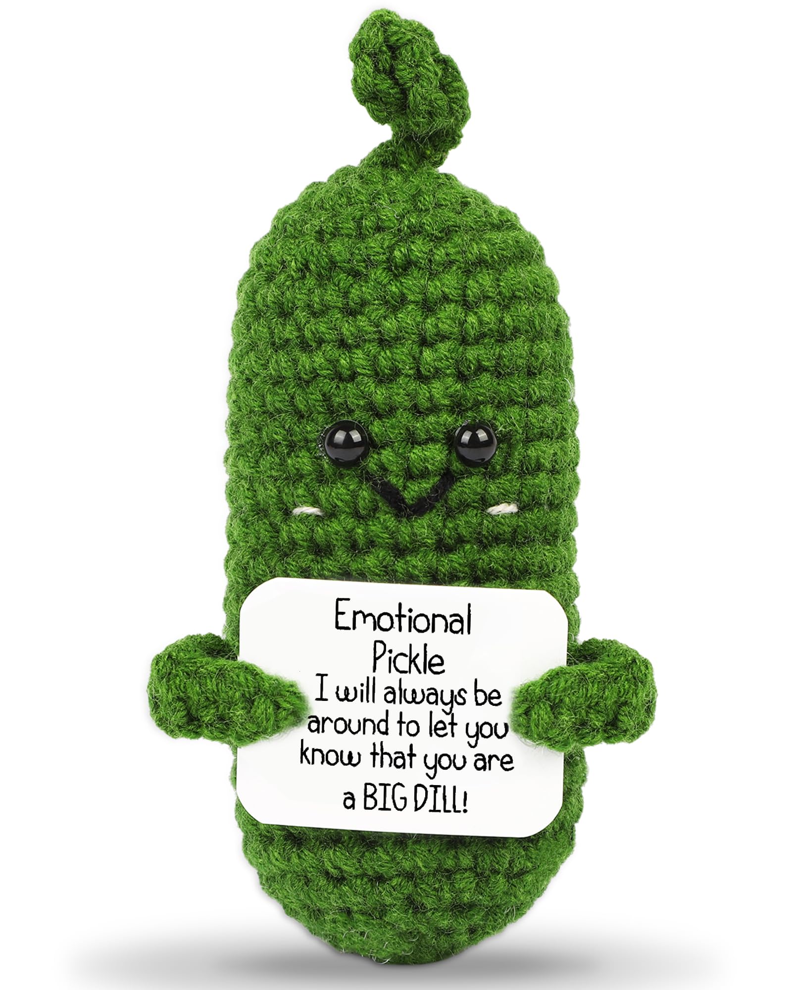 Hoedia Emotional Pickle Small Galentines Valentine’s Day Gifts for Women Men Her Him, Crochet Cucumber Cute Funny Support Crafts College Office Friend Birthday Mothers Day Easter Basket Decorations