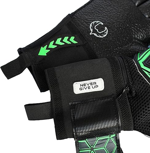 Miniatura 5 de Renegade GK Guantes de portero Triton con protector contra microbios (tallas 5-11, 3 estilos, nivel 2) Pro-Tek Fingersave y duradero 3.5+3MM Super