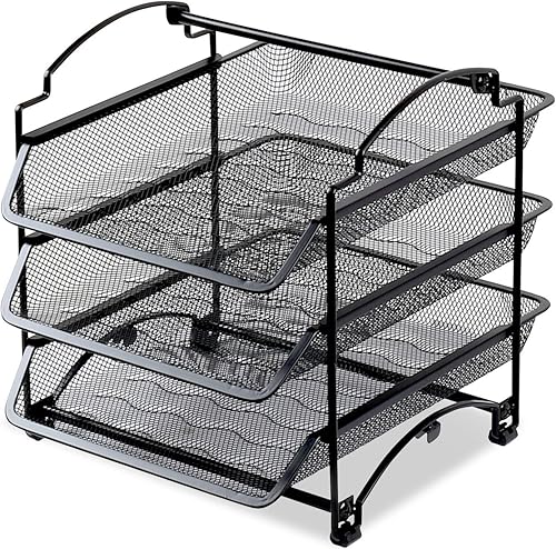 Miniatura 4 de SimpleHouseware Organizador de documentos y cartas para escritorio apilable de tres niveles negro