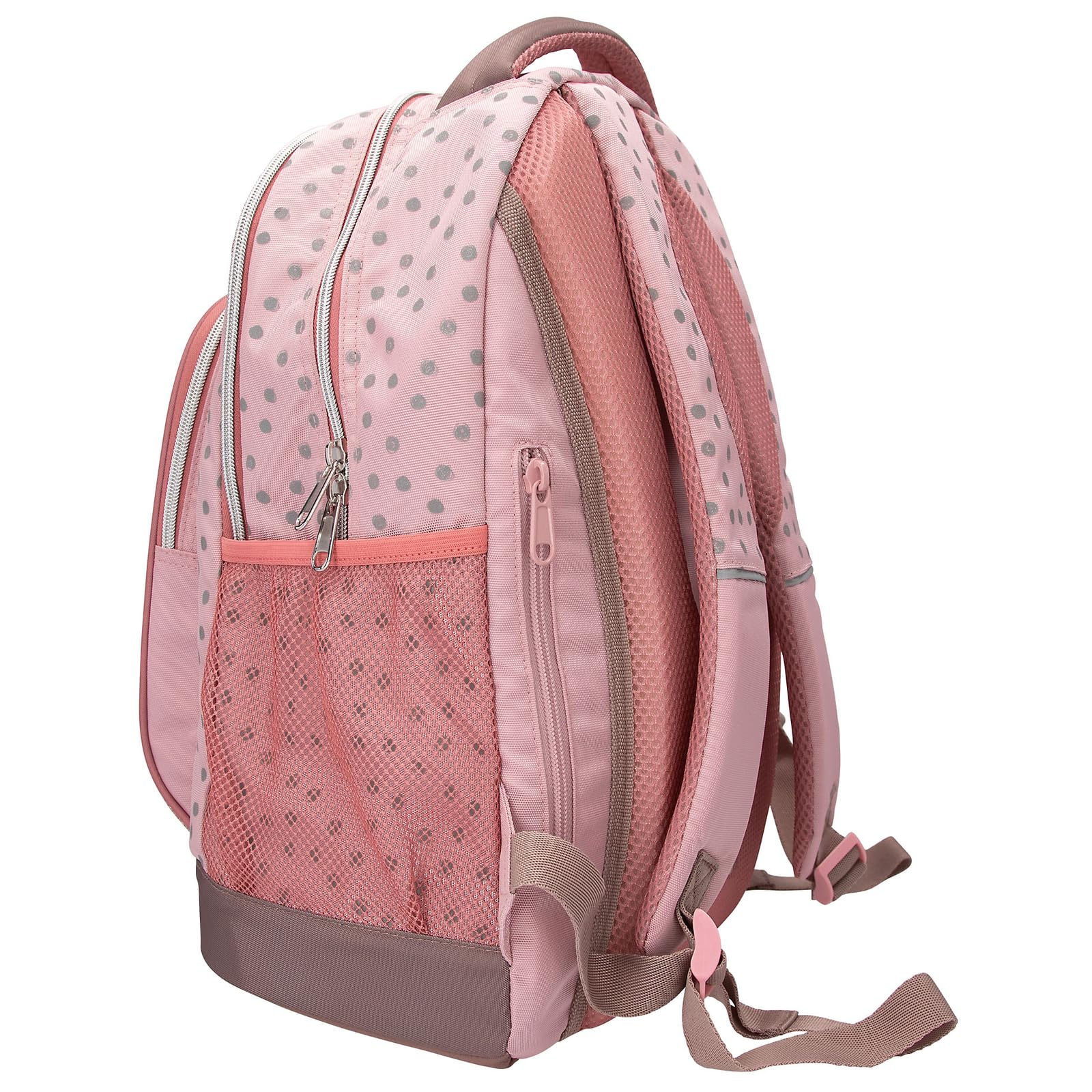 Depesche 14009 TOPModel Dots - Schulrucksack in Rosa, mit Model Motiv, Punkte-Muster und Glitzer, Schultasche mit verstellbaren Trägern