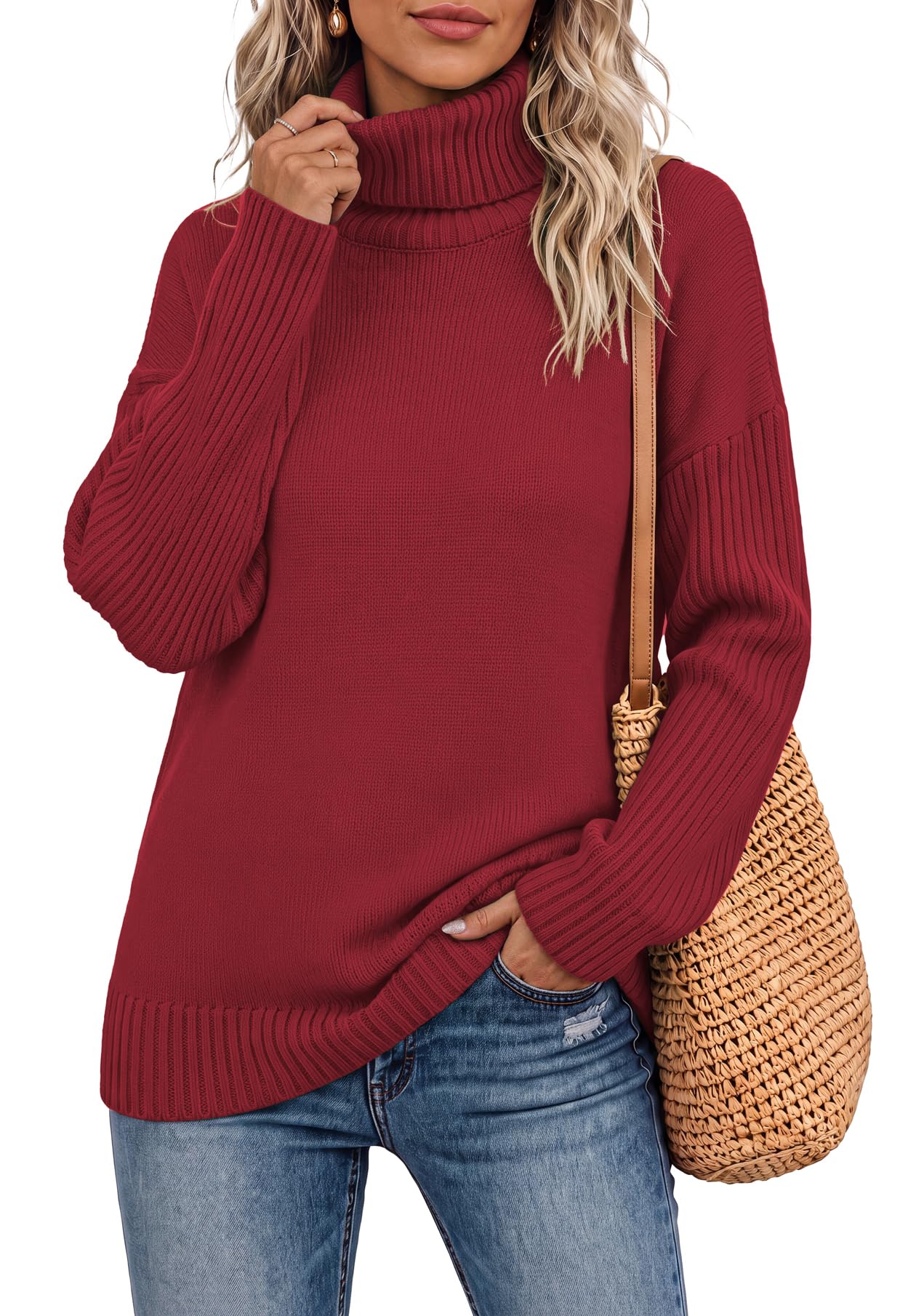 Jouica Women 2026 Fall Turtleneck Chunky Oversized Tunic Sweaters Pullover