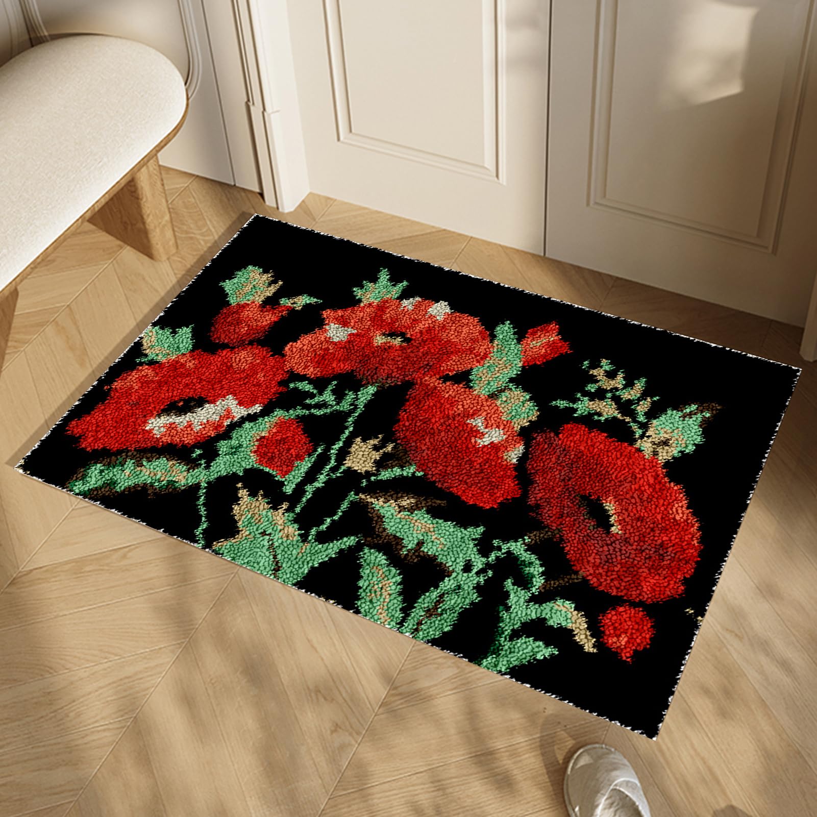 Kit per tappeto con gancio a scatto per adulti, tela stampata, arazzo ricamato, kit fai da te, filato all'uncinetto, cuscino per pavimento per la decorazione della casa