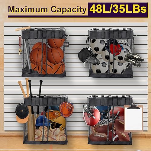 Slatwall Hooks Teenyyou 4 Pcs Large Mesh Slatwall Baskets, 16x16x12 Storage Baskets Slat Wall Accessory