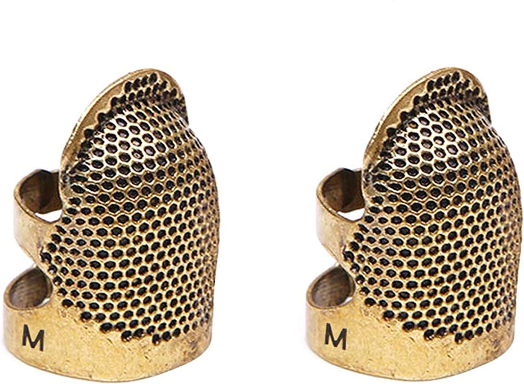 （2pcs）Sewing Thimble Finger Protector, Adjustable Finger Metal Shield Protector Pin Needles Sewing Quilting Craft Accessories DIY Sewing Tools (M)