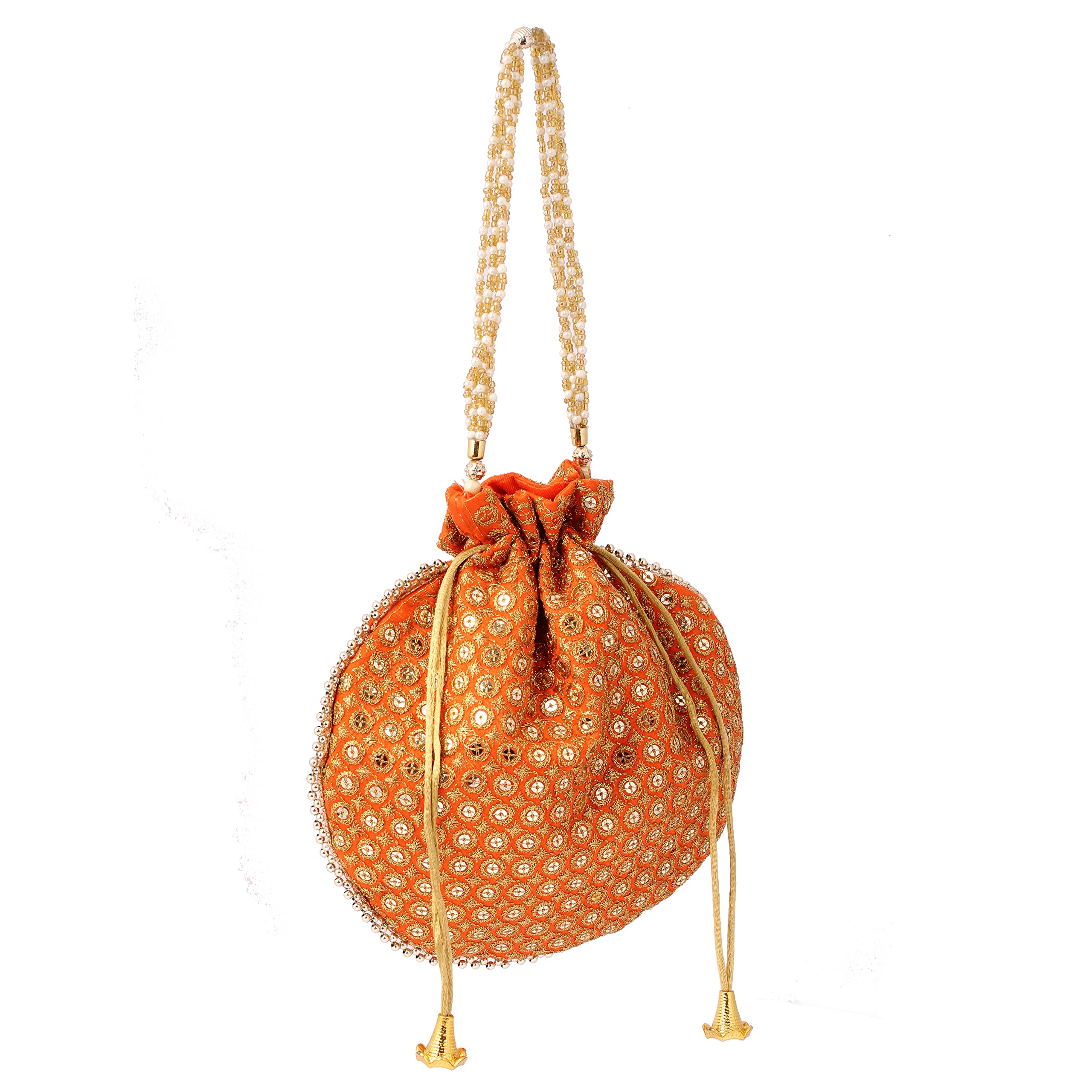 saudeep india Women's Potli Bags | Cotton Round Design Potli Bag | Wristlets Ethnic Wedding Potli For Ladies-picture-23