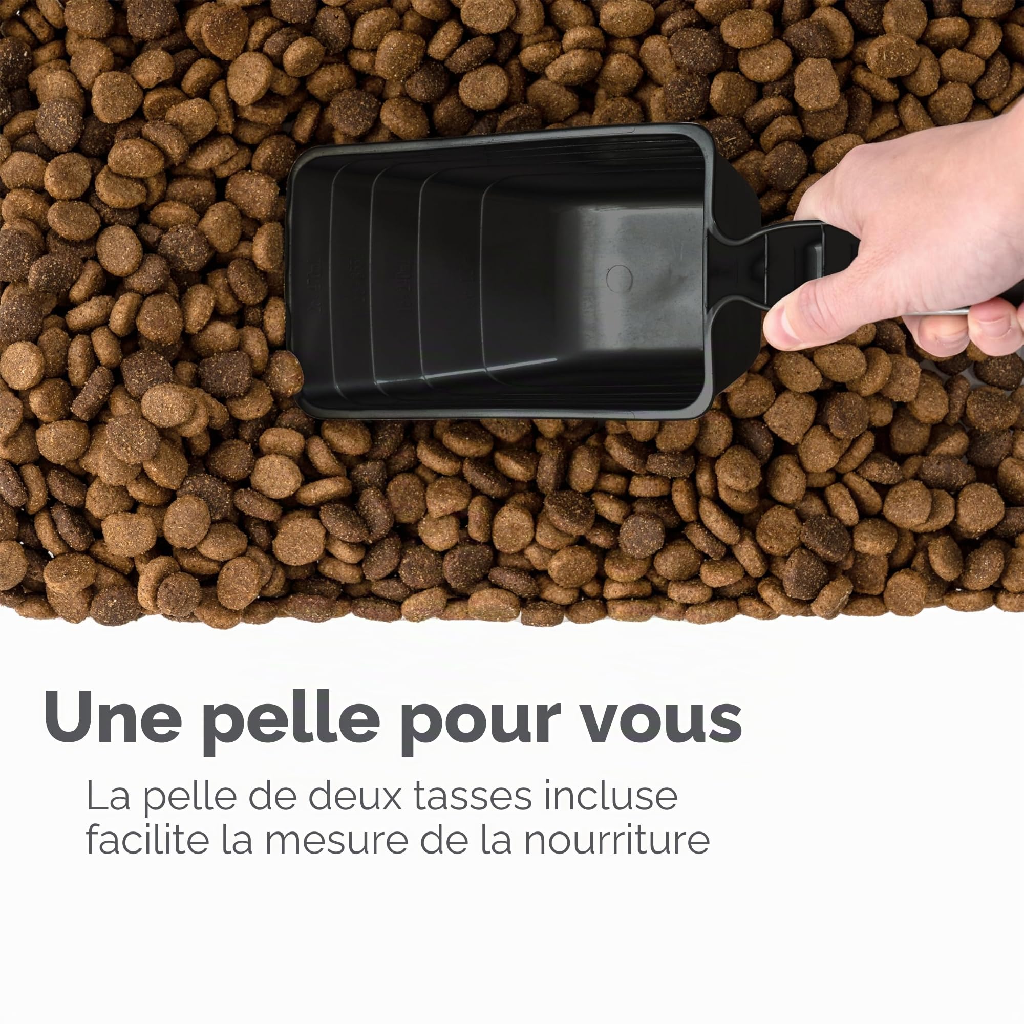 Iris Ohyama, Boite Croquette Chat Hermetique à Roulettes, 30L+9L/10kg+4kg, Noir, Couvercle à Rabat avec Joint Etanche, Plastique, pour Chien, Chat, Friandises, Conteneur Croquettes, sans BPA, MP-8/1