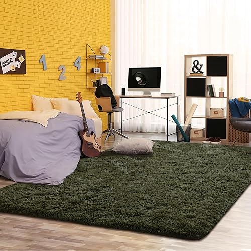 Vista 32 de Pacapet Alfombras esponjosas, alfombras peludas de felpa beige para sala de estar, dormitorio, alfombra mullida para habitación de los niños