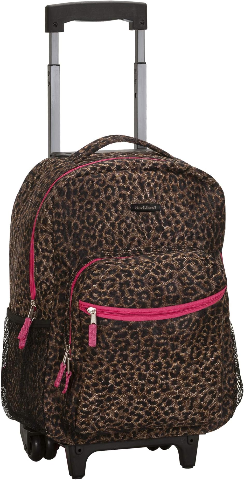 RocklandDouble Handle Rolling Backpack, PINKLEOPARD, 17-Inch