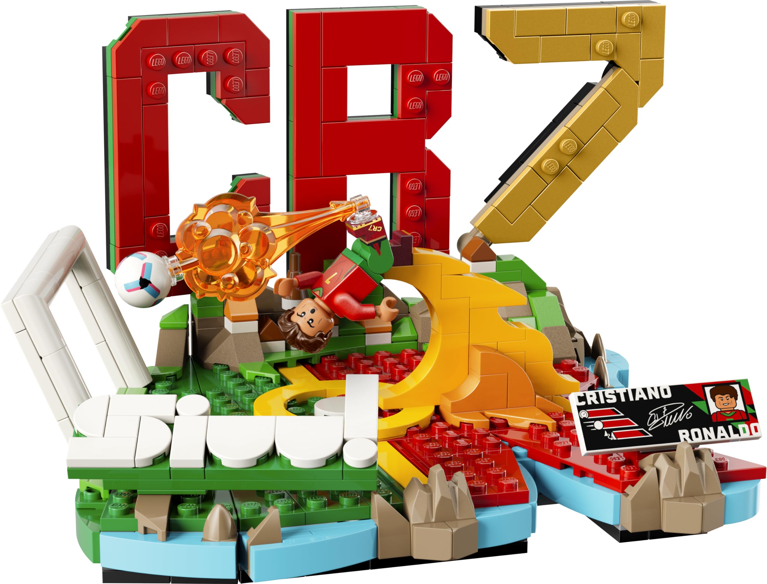LEGO Editions Cristiano Ronaldo - Fußball-Highlights Spielzeug - 3D Modellbau mit Minifigur zum Sammeln - Kinderzimmer Deko - Geschenk für Jungen, Mädchen ab 10 Jahren und erwachsene Sportfans - 43012