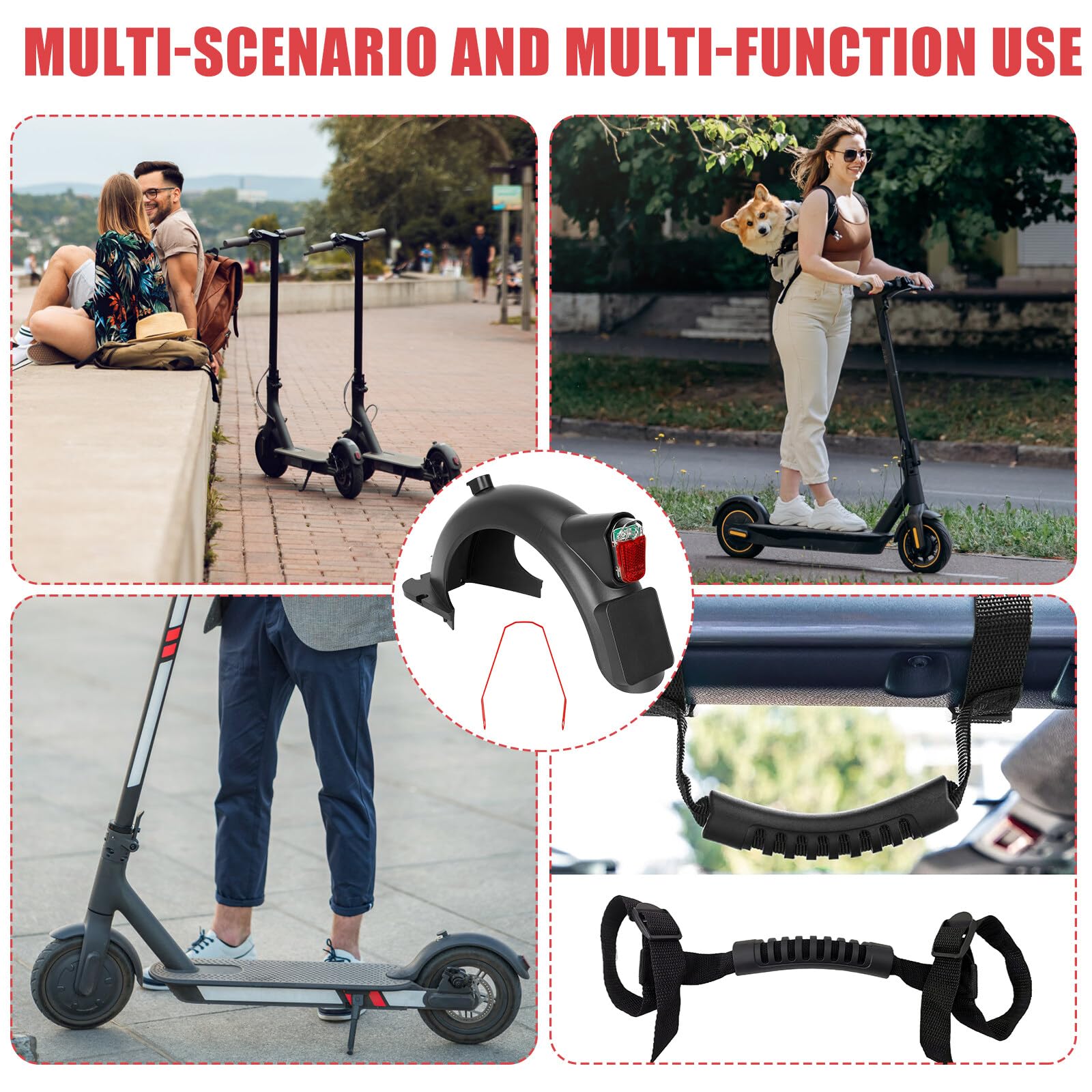 Leikurvo Parafango posteriore elettrico con parafango posteriore in metallo: parafango posteriore con fanale posteriore a LED, per Segway Ninebot Max G30 / G30LP / G30LE / G30LE II