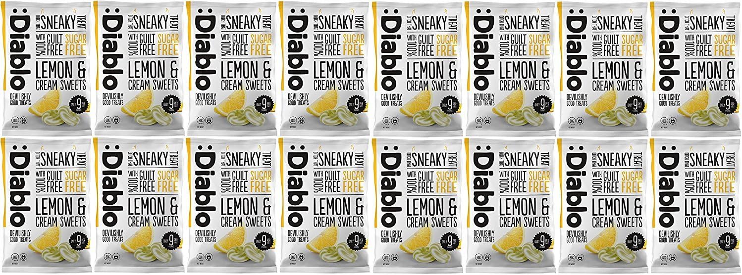 Diablo Lemon & Cream Sugar Free Sweets 75g (Pack of 16)