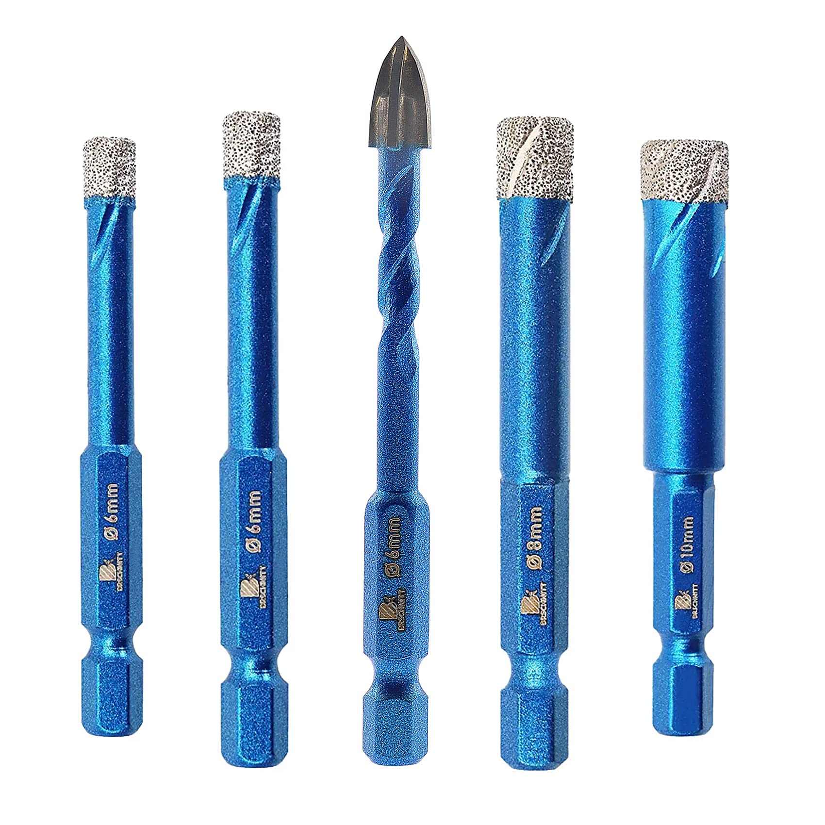 BRSCHNITT Forets Mèches Diamant Carrelage 6/6/8/10+6mm 5 Pièces Céramique Porcelaine Granit