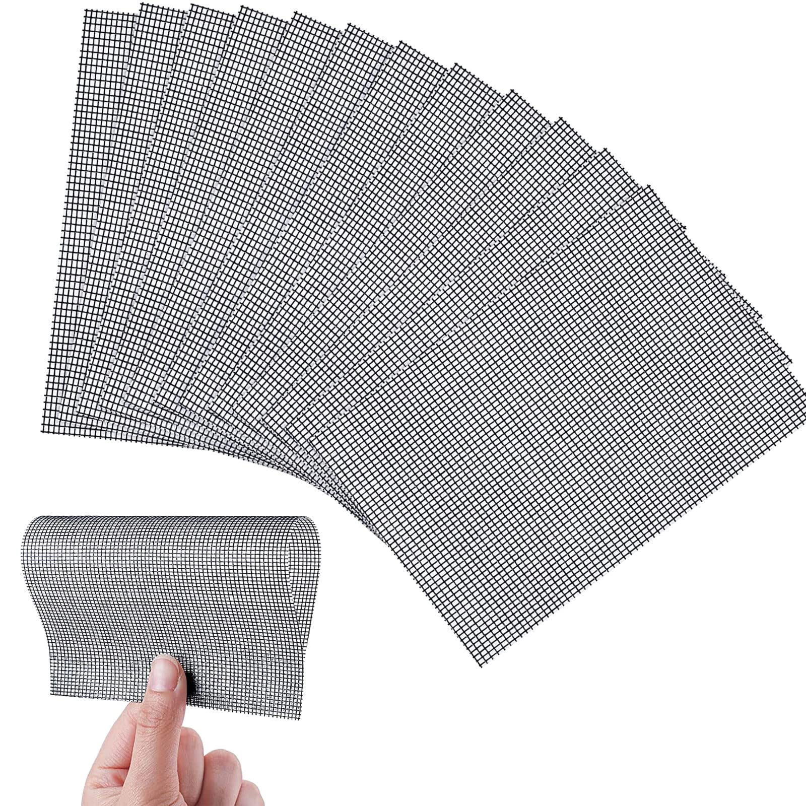 Laoju Grey Window Screen Repair Tape Self Adhesive Screen Repair Patch Kit, 10Pcs Waterproof Fiberglass Insect Screen Replacement Mesh Tapes Garden Netting Mosquito Net Repair Tape
