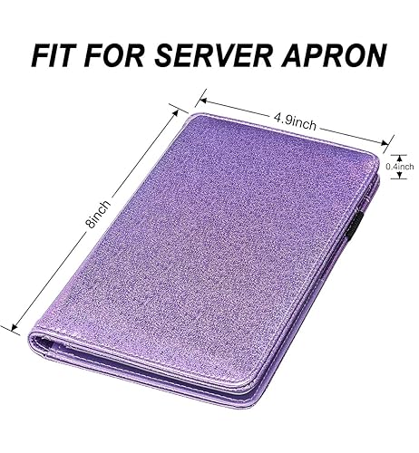 Miniatura 17 de Libreta organizadora para camarera Book&Waitstaff; de piel con brillos y cartera y bolsillo con cierre; lindo organizador con bolsillo para monedas