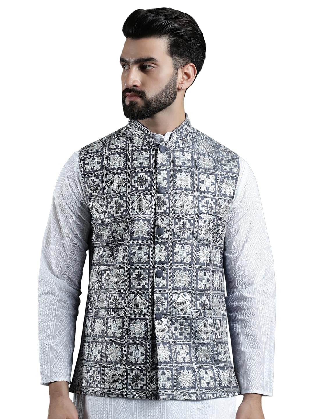 (Since 1958 Men's Premium Silk Box Embroidered Nehru Jacket