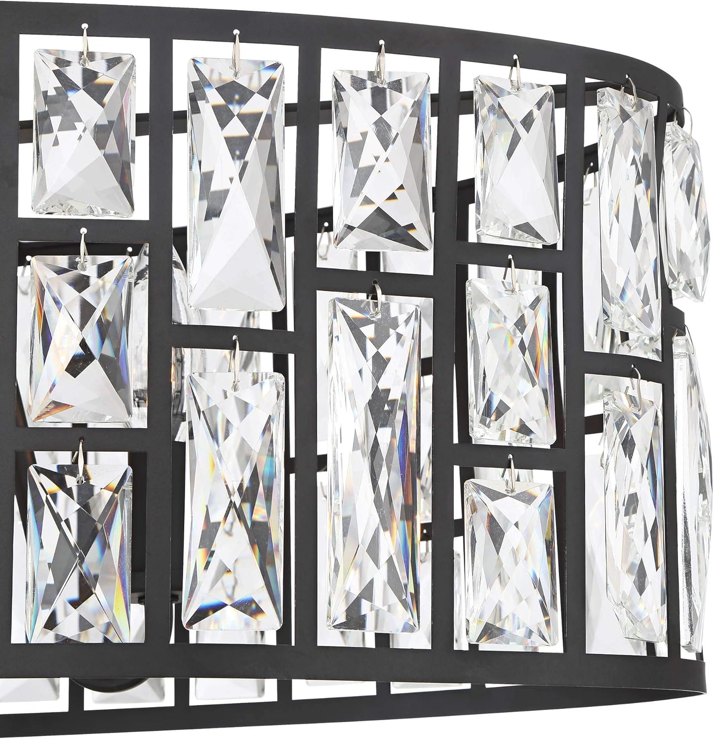 Vienna Full Spectrum Sofie Black Linear Pendant Chandelier Lighting 32 1/2" Wide Modern Industrial Geometric Crystal Shade 6-Light Fixture for Dining Room Living House Home Foyer Kitchen Island