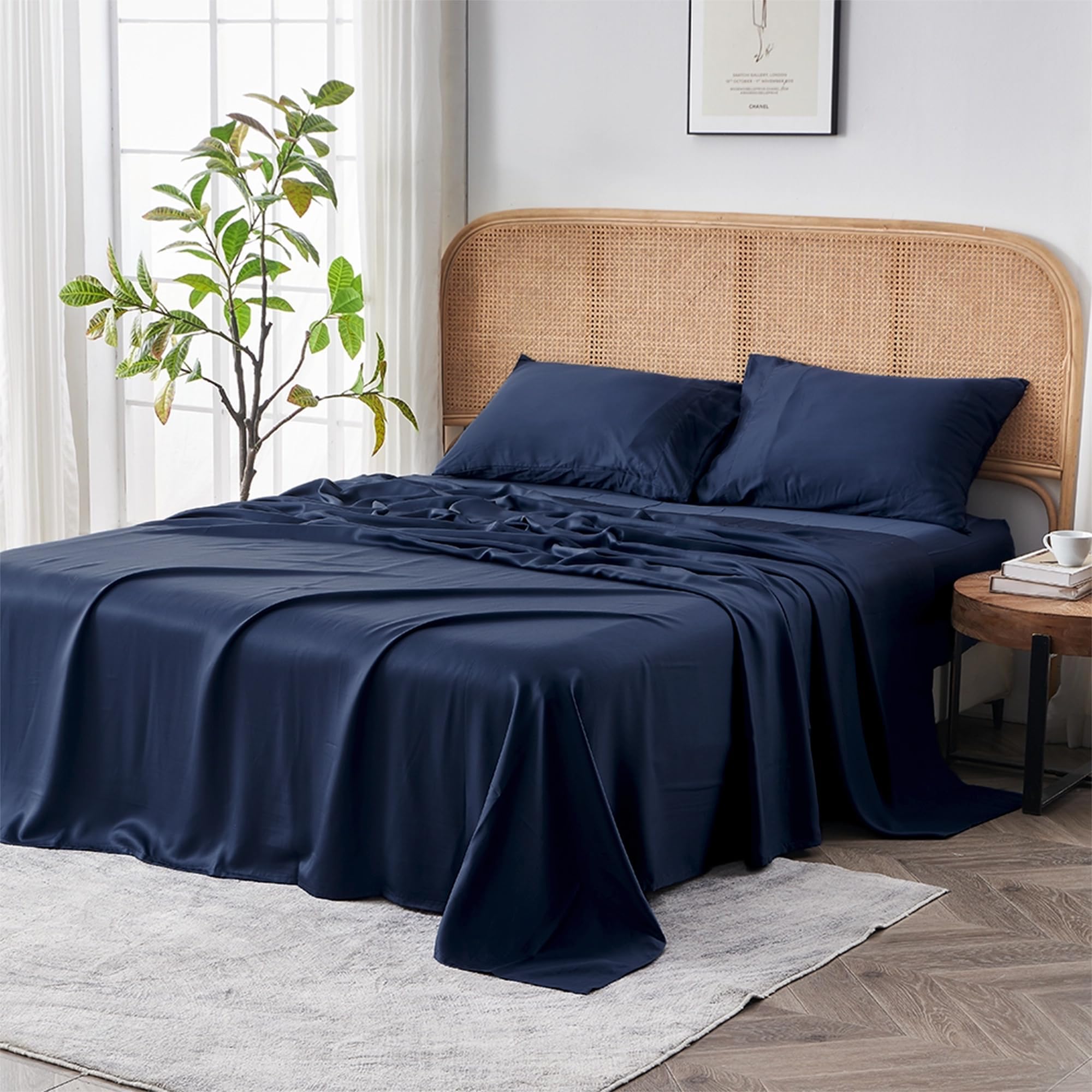 Sijo 100% Austrian Eucalyptus Lyocell Tencel Sheet Set, Softer Than Silk, Architectural Digest 2022 Best Cooling Sheets Award Winner - 2pc (Sapphire, Twin XL - 2 Piece with No Flat Sheet)