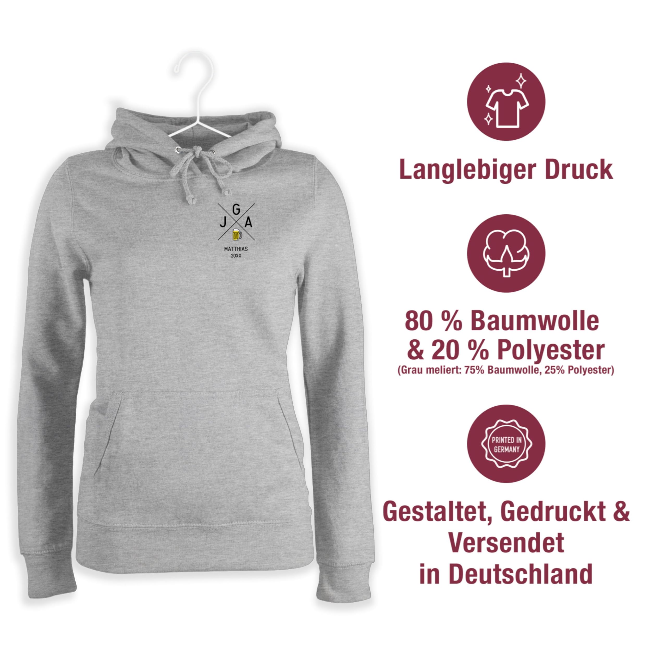 Geschenk mit Namen personalisiert by Shirtracer - Pullover Damen Hoodie Frauen - Brustdruck JGA 2026 Bier mit Name I Junggesellenabschied Männer Outfit Junggesellenabschied Mann Accessoires I