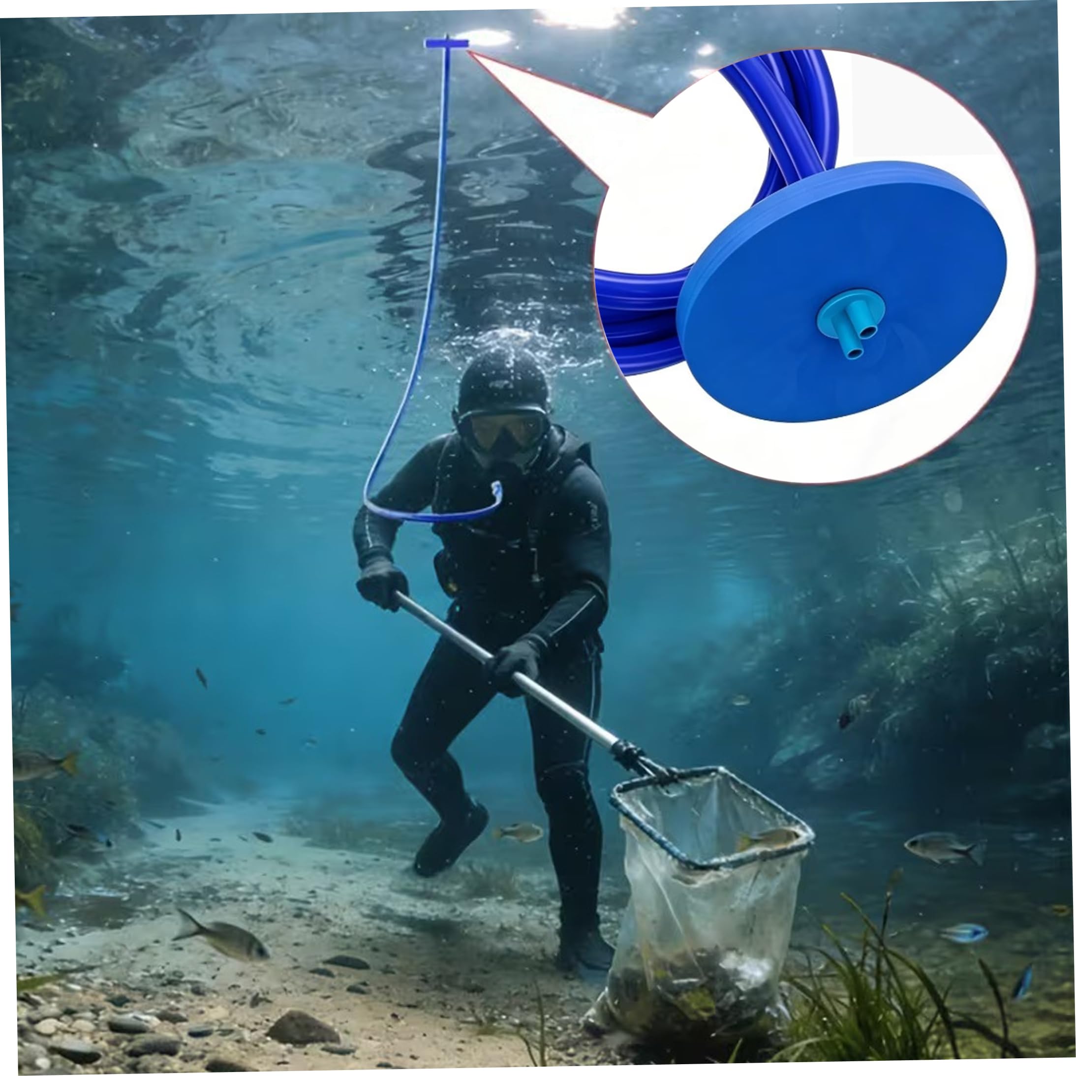 Dispositivo de respiración subacuática de 2 Piezas, Tubo Largo de Snorkel con diseño de Doble Tubo seco, Azul, 9, 84 pies
