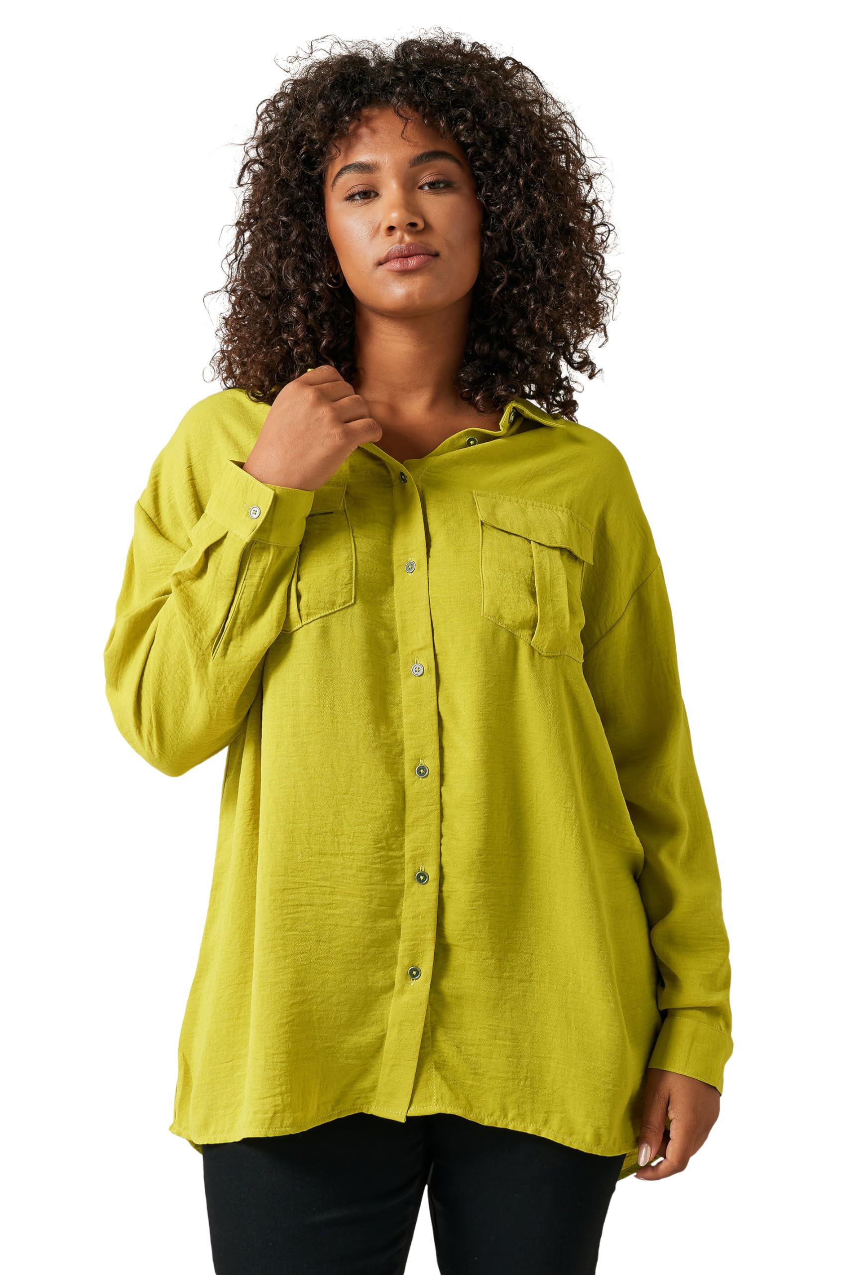 Evans Long Sleeve Utility Shirt Green Size 26-28