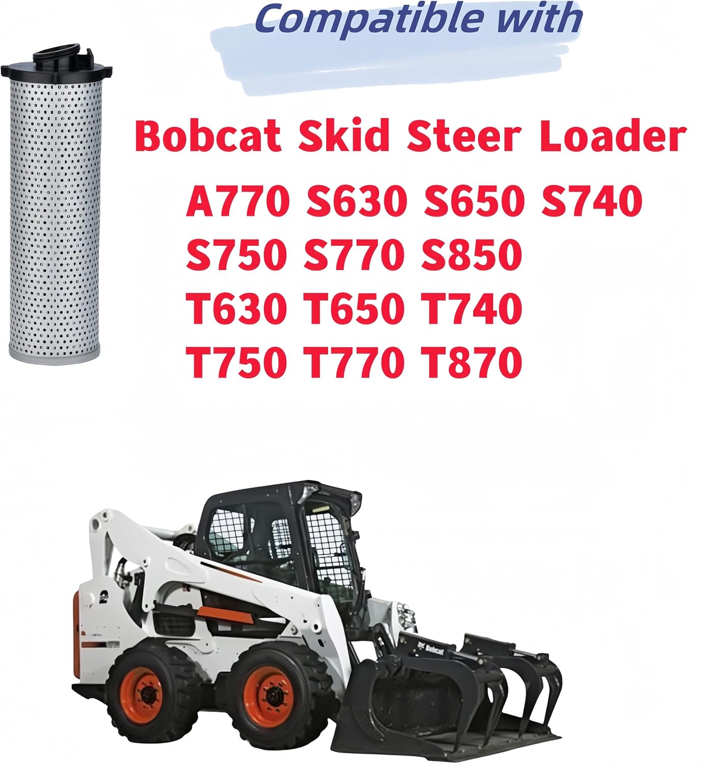 7414582 Hydraulic Filter Compatible with Bobcat Skid Steer Loader A770 S630 S650 S740 S750 S770 S850 T630 T650 T740 T750 T770 T870