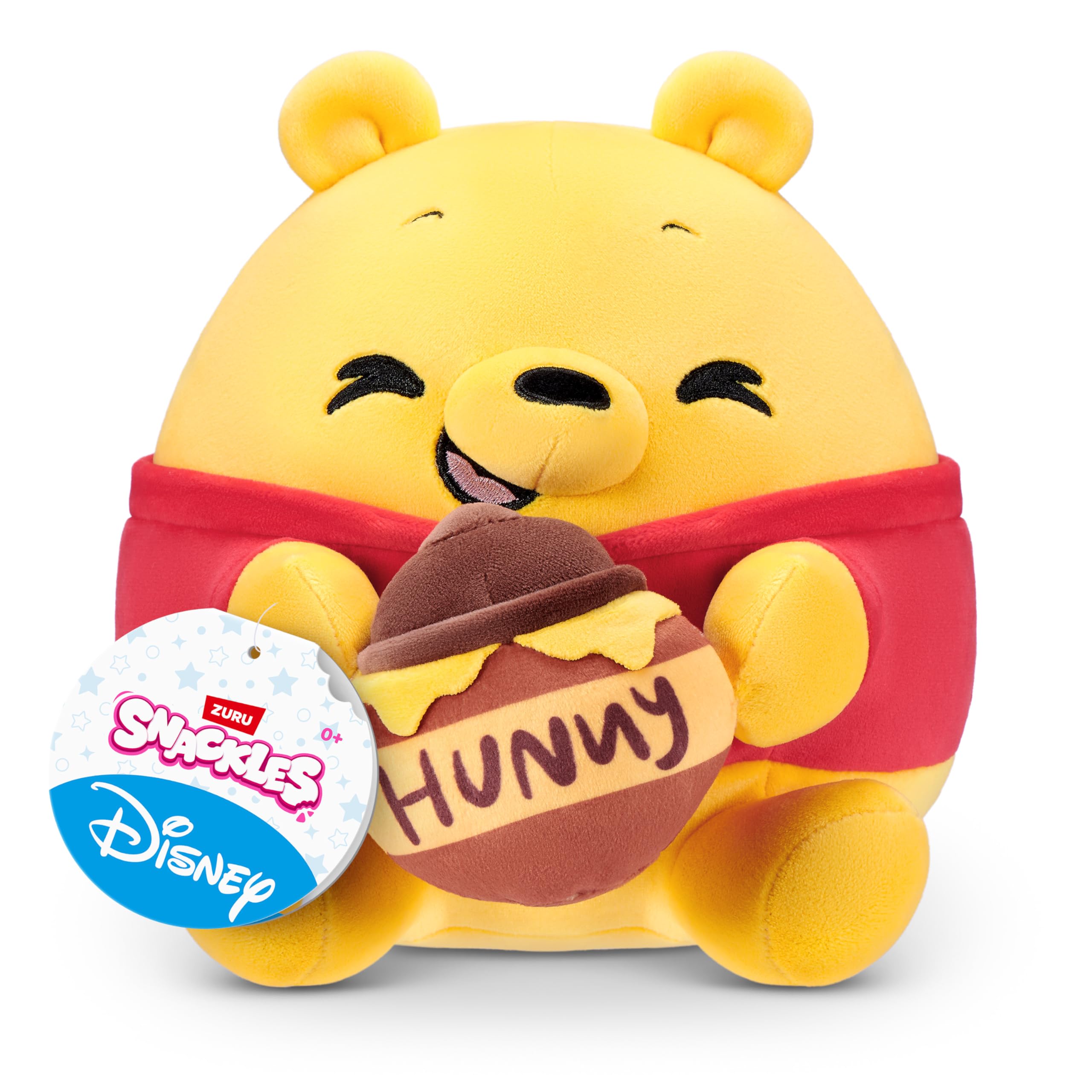 Snackles Disney 8-Inch Plush Toy (Winnie the Pooh &Honey) by ZURU – Ultra-Soft Stuffed Animal with Snack Accessory, Collectible Cuddly Plush for Kids, Tweens,
