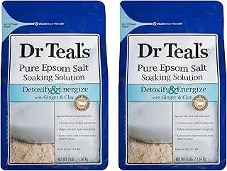 Dr. Teal's Ginger & Clay Pure Epsom Salt Bath Soaking Solution Gift Set, 3 Pounds (Pack of 2)