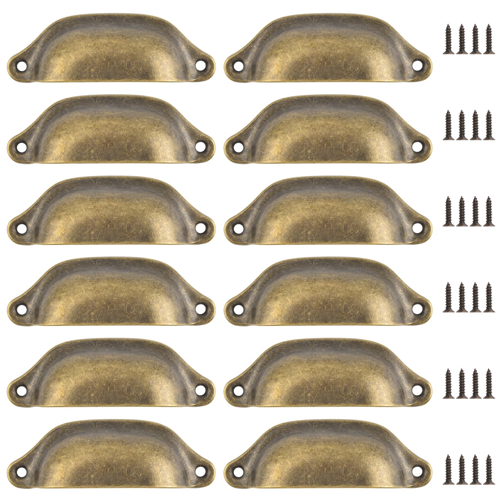 Morobor Bronze Antique Shell Shape Pull Handle,12Pcs Vintage Kitchen Cabinets Furniture Wardrobe Medicine Pull Cup Drawer Pulls For Furniture Wardrobe Closet