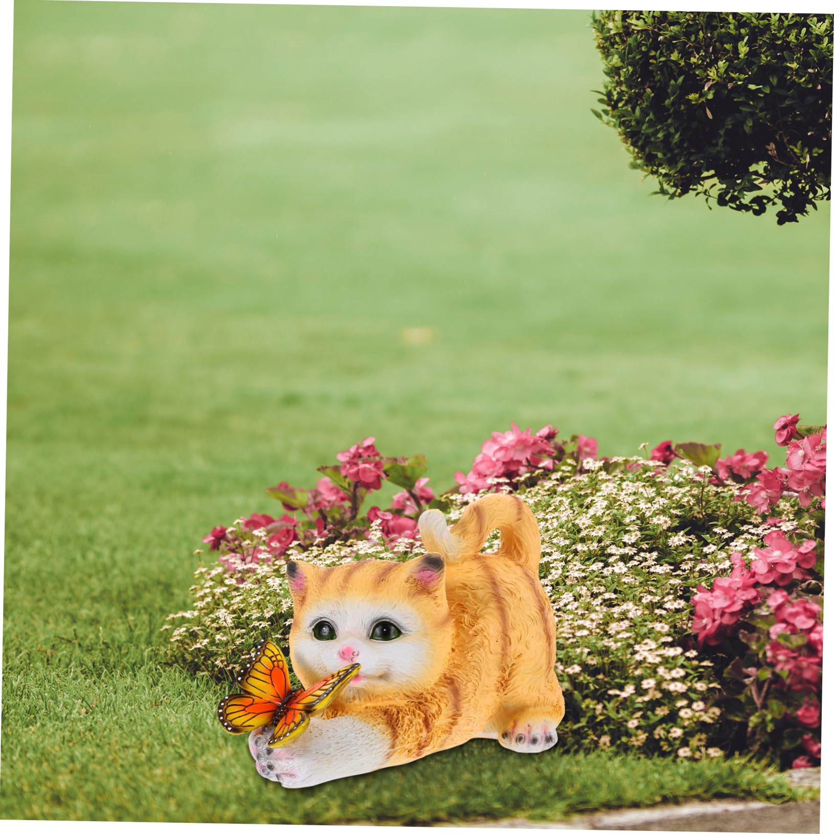 Gelbe Katzenfigur aus Kunstharz, Realistische Deko für Garten und Raum | Kompaktes Katzenmodell, Dekorativer Akzent für Sammler und Lehrkräfte, Detailreiche Form mit Feiner Ausarbeitung