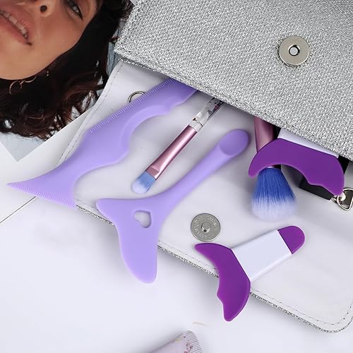 Miniatura 7 de Abeillo 4 plantillas de delineador de ojos de silicona, herramienta de delineador de ojos con alas, protector de rímel, como cejas, pestañas,