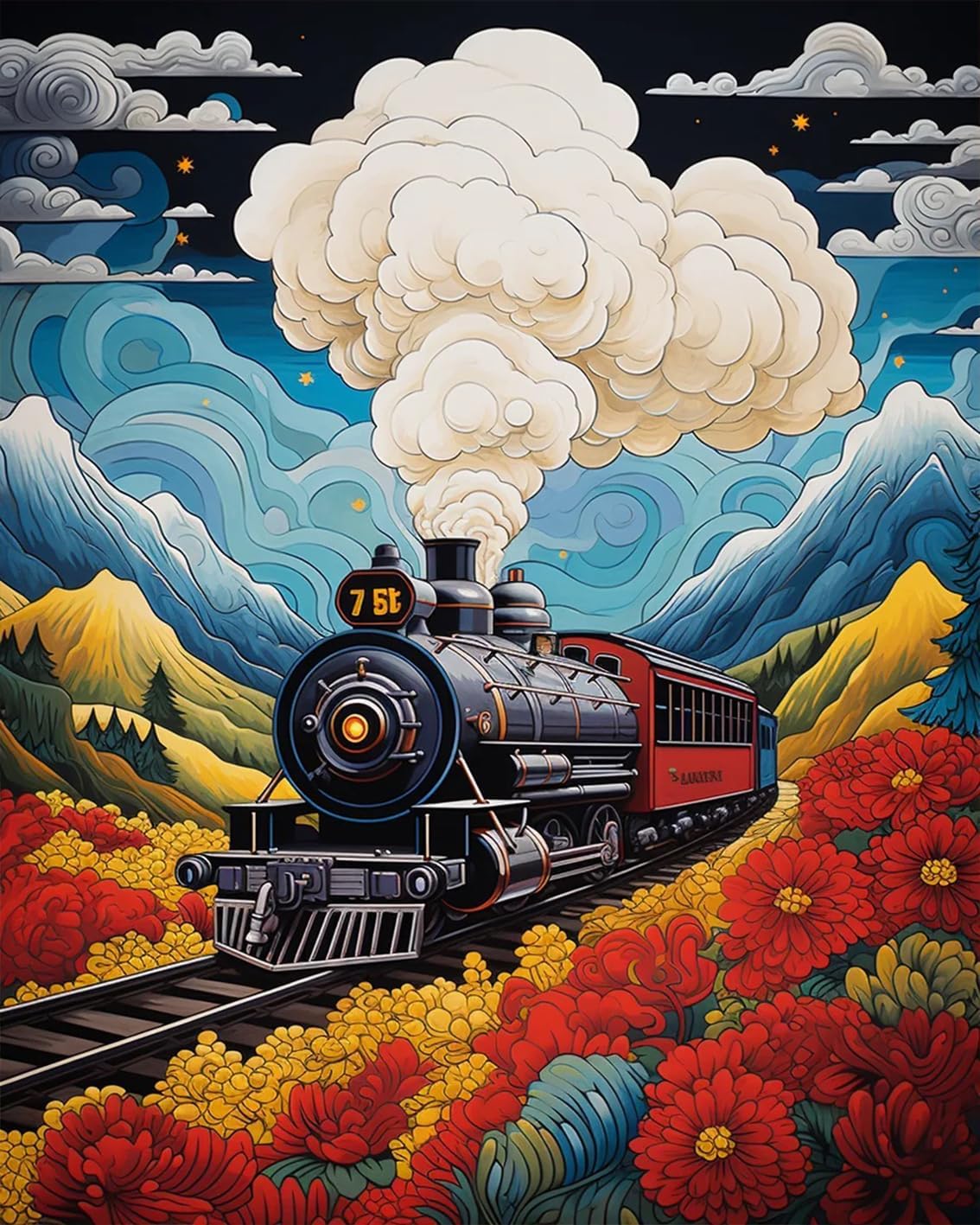 TUMOVO DIY Paint by Number Train Paint by Numbers for