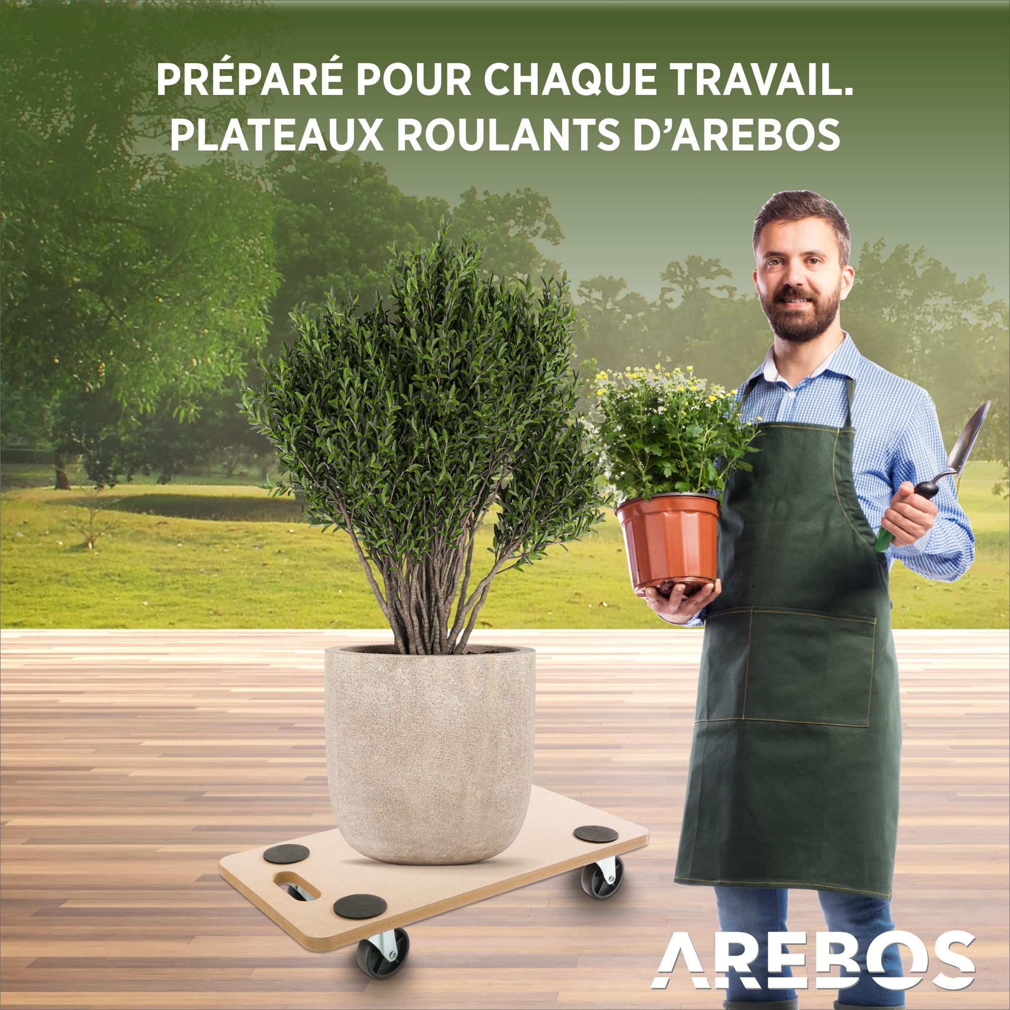 Arebos – Lot de 2 Chariots roulants | Chariot pour Meubles | Plateforme Mobile | Chariot de Transport | Capacité 200 kg