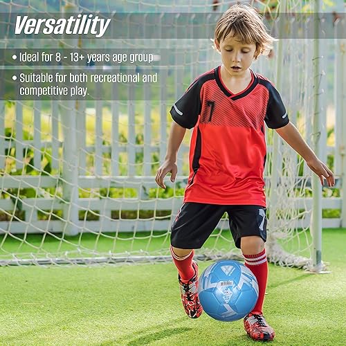 Miniatura 5 de Vizari Balón de fútbol para jóvenes y adultos, pelota de tela de 2 capas para mayor durabilidad y comodidad, pelota elevada sintética brillante con