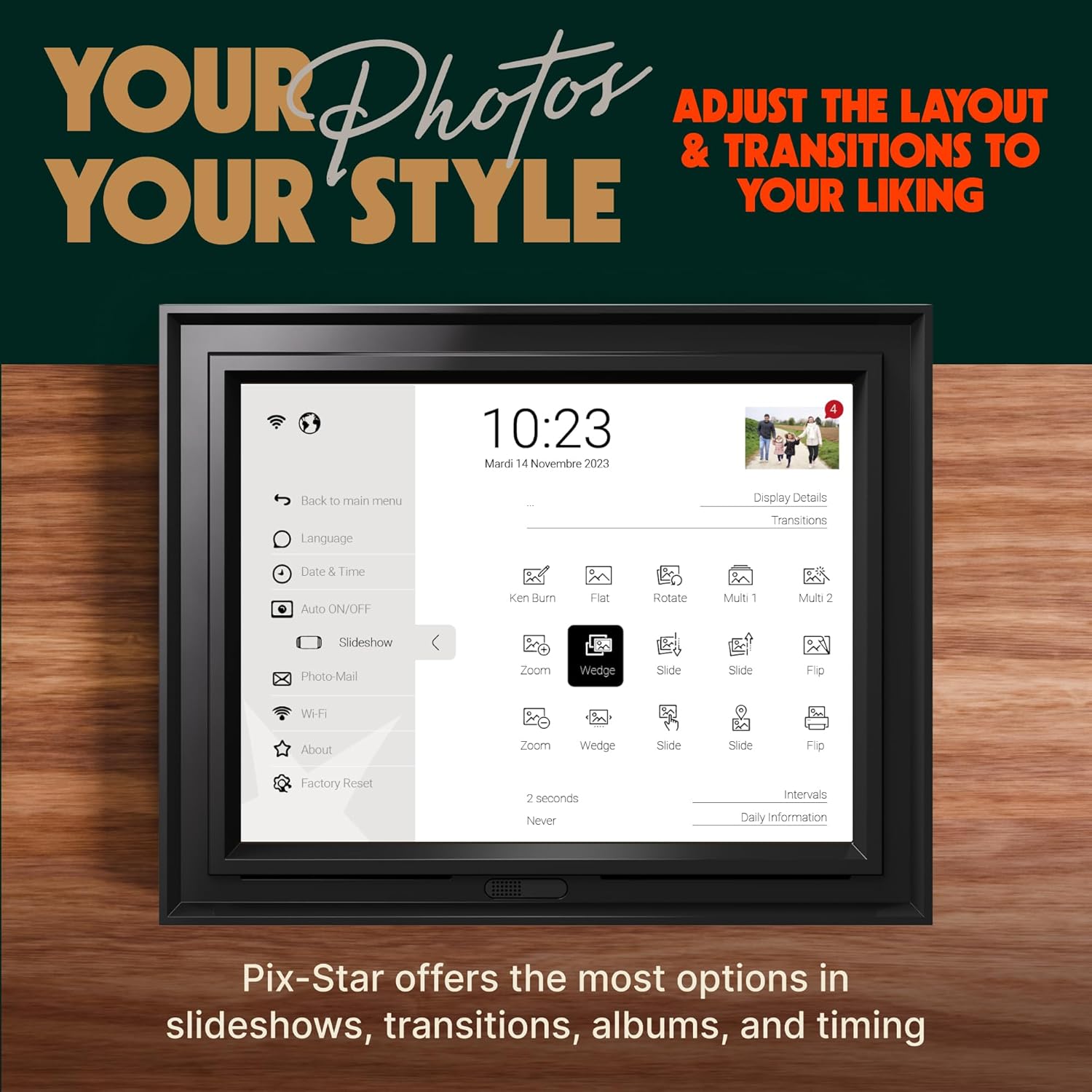 Pix-Star LUX 10.4'' Wi-Fi Digital Picture Frame – Unlimited Cloud Storage, Easy App Sharing, 40,000+ Pictures, No-Glare Display, Motion Sensor, Email/App/USB/SD - 10 inch