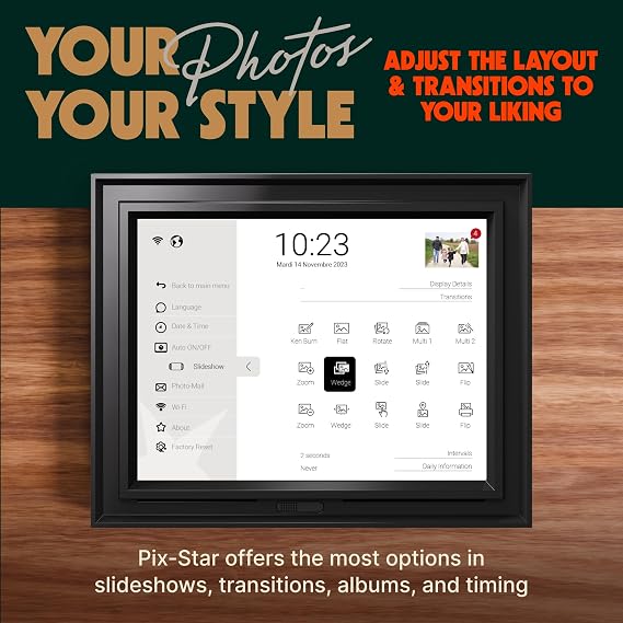 Pix-Star LUX 10.4'' Wi-Fi Digital Picture Frame Unlimited Cloud Storage, Easy App Sharing, 40,000+ Pictures, No-Glare Display, Motion Sensor, Email/App/USB/SD - 10 inch
