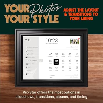 Pix-Star LUX 10.4'' Wi-Fi Digital Picture Frame Unlimited Cloud Storage, Easy App Sharing, 40,000+ Pictures, No-Glare Display, Motion Sensor, Email/App/USB/SD - 10 inch