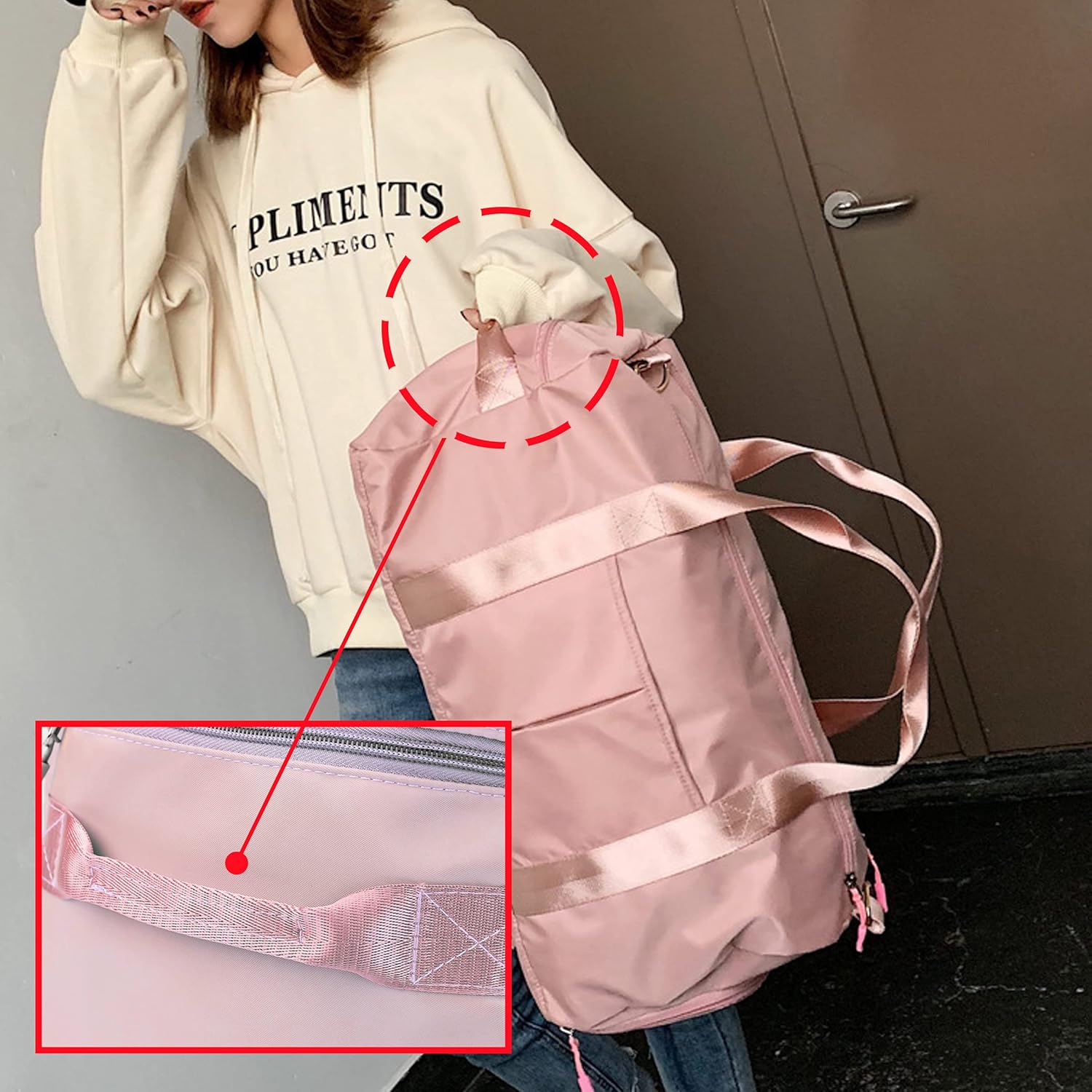 30Liter Sports Duffel Yoga Gym Shoes Compartment Dry & Wet Separation Waterproof Messenger Handbag Fitness for men & women (Pink)