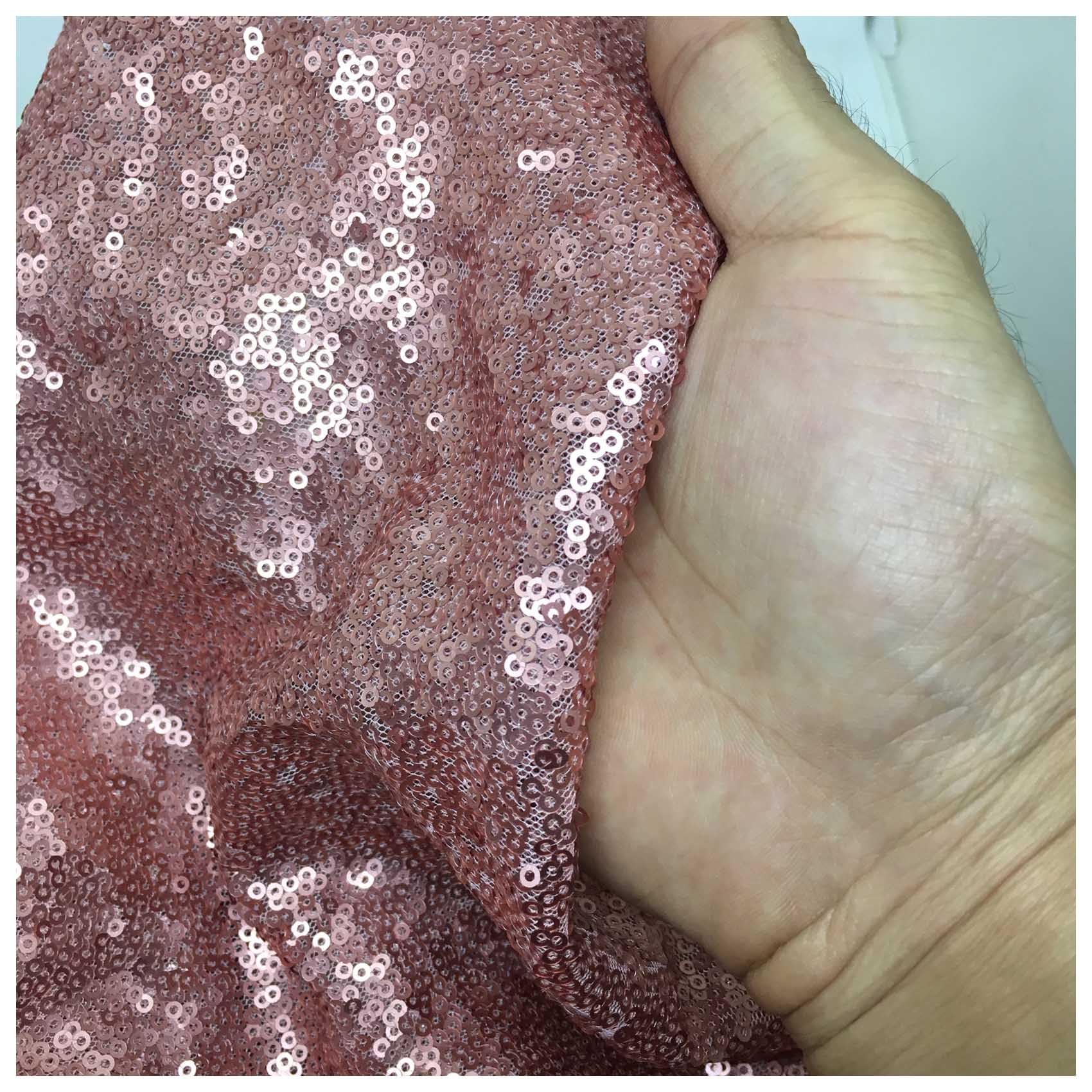 LQIAO Sequin Fabric by The Yard-Blush Wall Sequin Backdrop Mesh Fabric Sequence Fabric Linen Stretch Material Shimmer Fabric for Sewing Costumes Tablecloth Runner Event Dress
