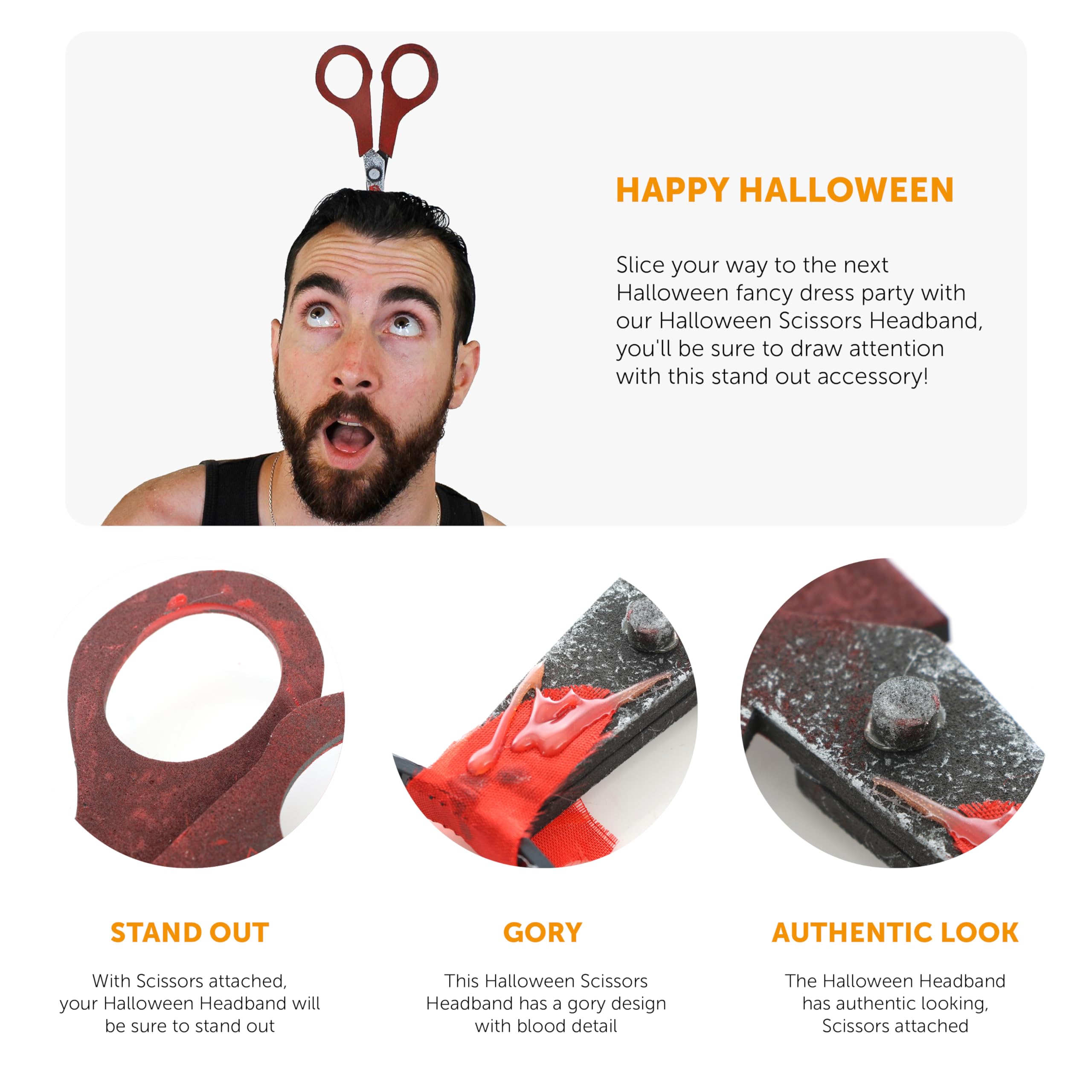 I LOVE FANCY DRESS Halloween Requisit durch Kopf Stirnband - Axt durch Kopf Streich - perfekt lustig Halloween Zubehör - 4 versch Requisiten verfügbar: SAE, Schraubenschlüssel, Hackbeil und Schere