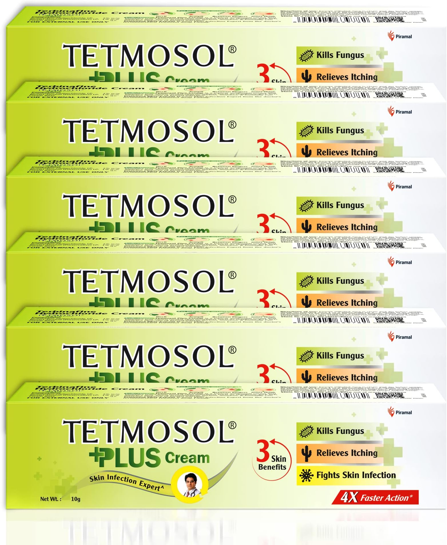 Tetmosol Plus Cream - topical antifungal cream - kills fungus, relieves itching, fights skin infections - Pack of 6 (6 x 10g)