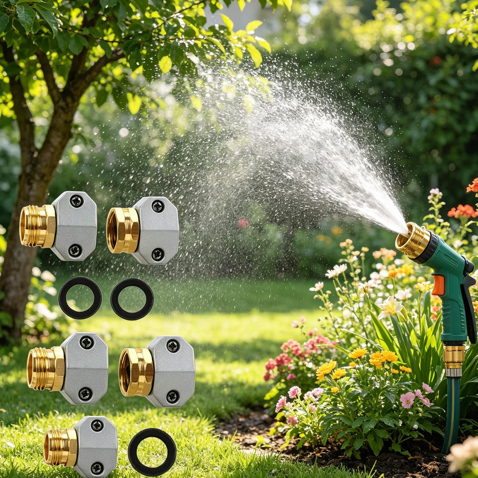Generisch 3 Stück Schlauchkupplungen aus Aluminiumlegierung, Gartenschlauch Endausbesserer für Gartenarbeit Freien und Rasenpflege, rostfreier Verbindungsverbinder