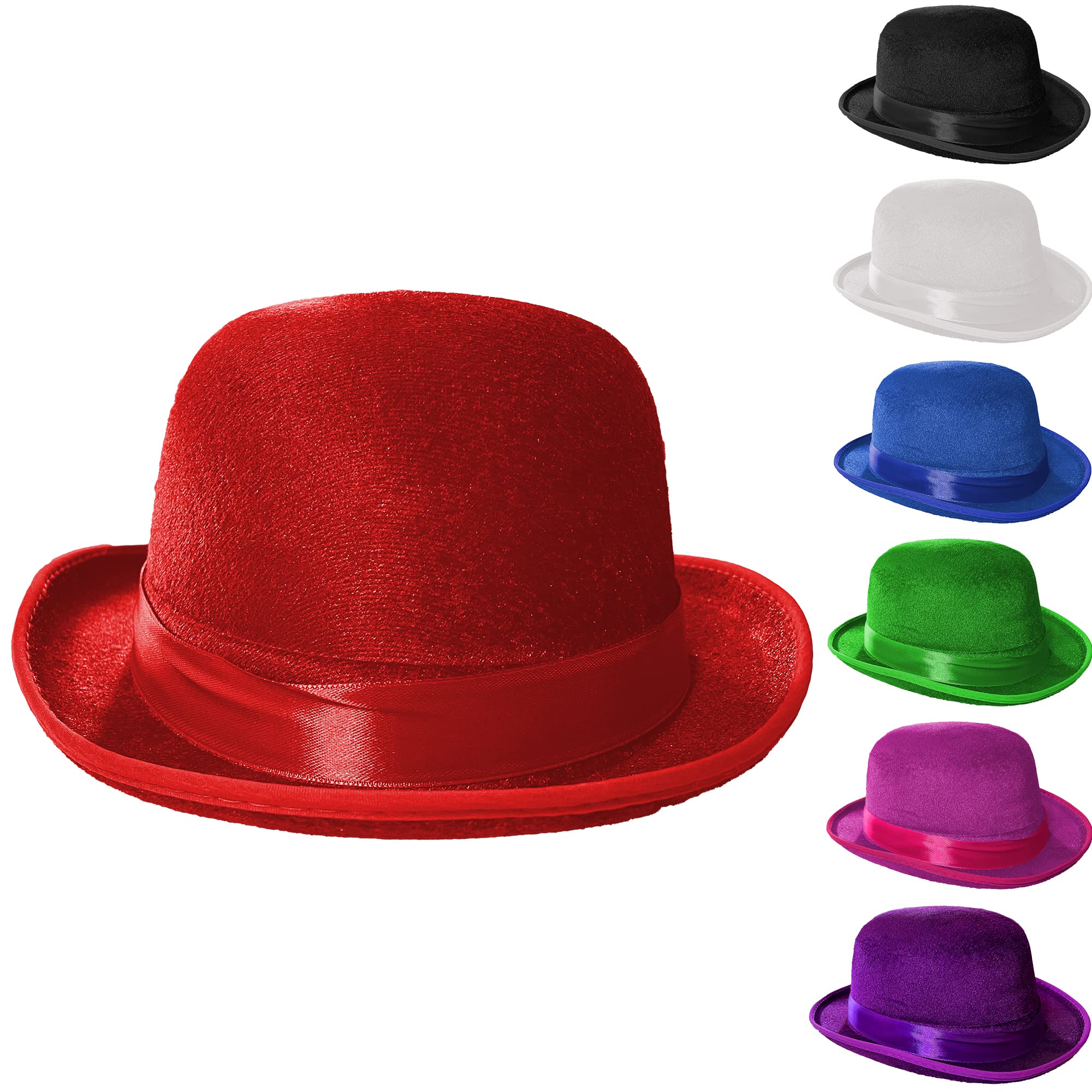 Sombrero Bombin Chistera de Fieltro para Adulto, Gorro Payaso para Disfraces de Halloween Carnaval y Fiestas, Talla única 55-58cm