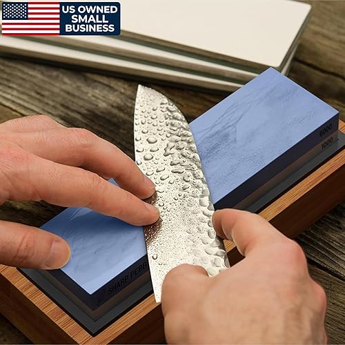 Miniatura 5 de Piedra de afilar cuchillos Whetstone 10006000 de primera calidad con gravilla doble La mejor piedra de afilar para la cocina Base antideslizante de