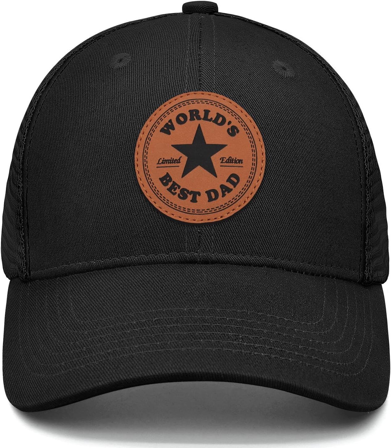 Worlds Best Dad Leather Patch Hat for Father Men, Dad Gift Hats from Daughter Son, Fathers Day Christmas Birthday Gifts