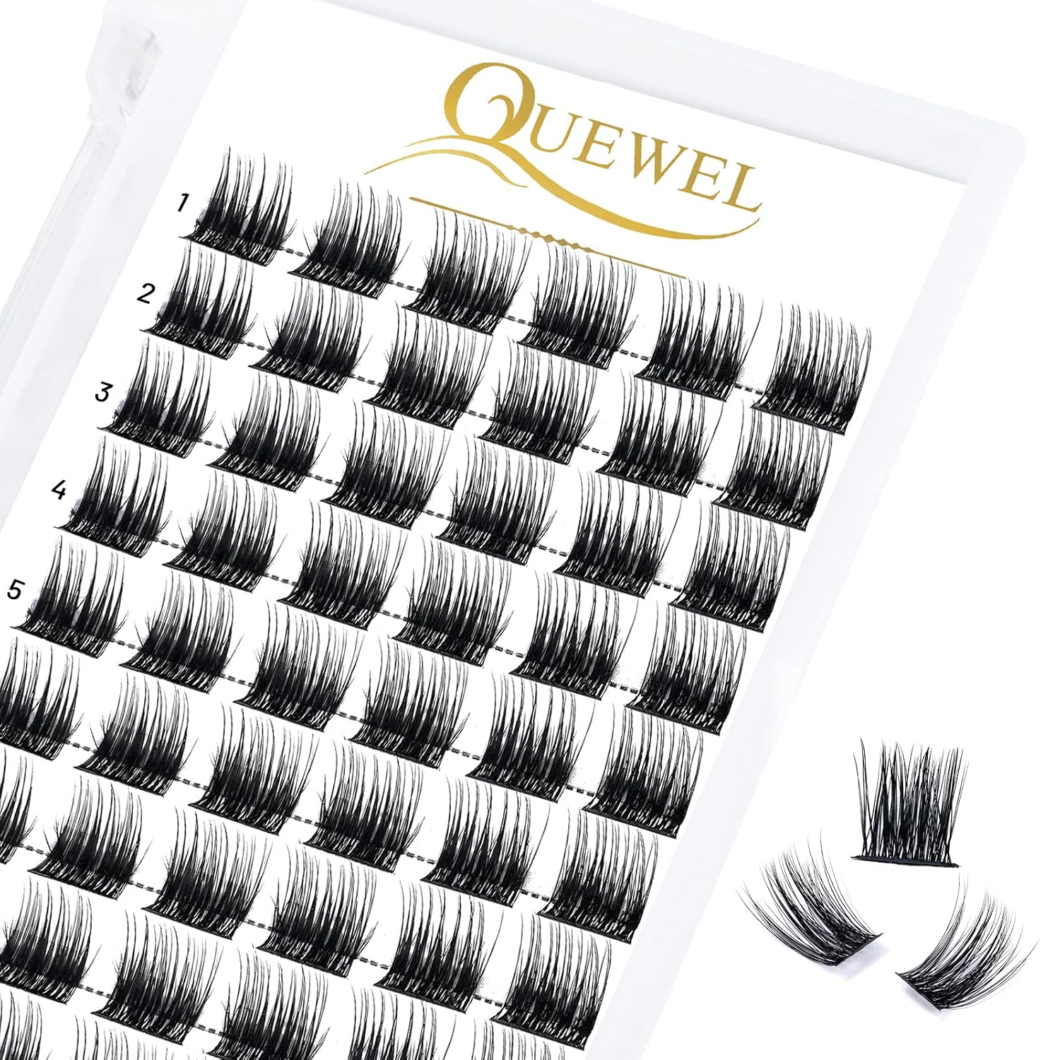 QUEWEL Cluster Lashes 72 Pcs Wide Stem Individual Lashes C