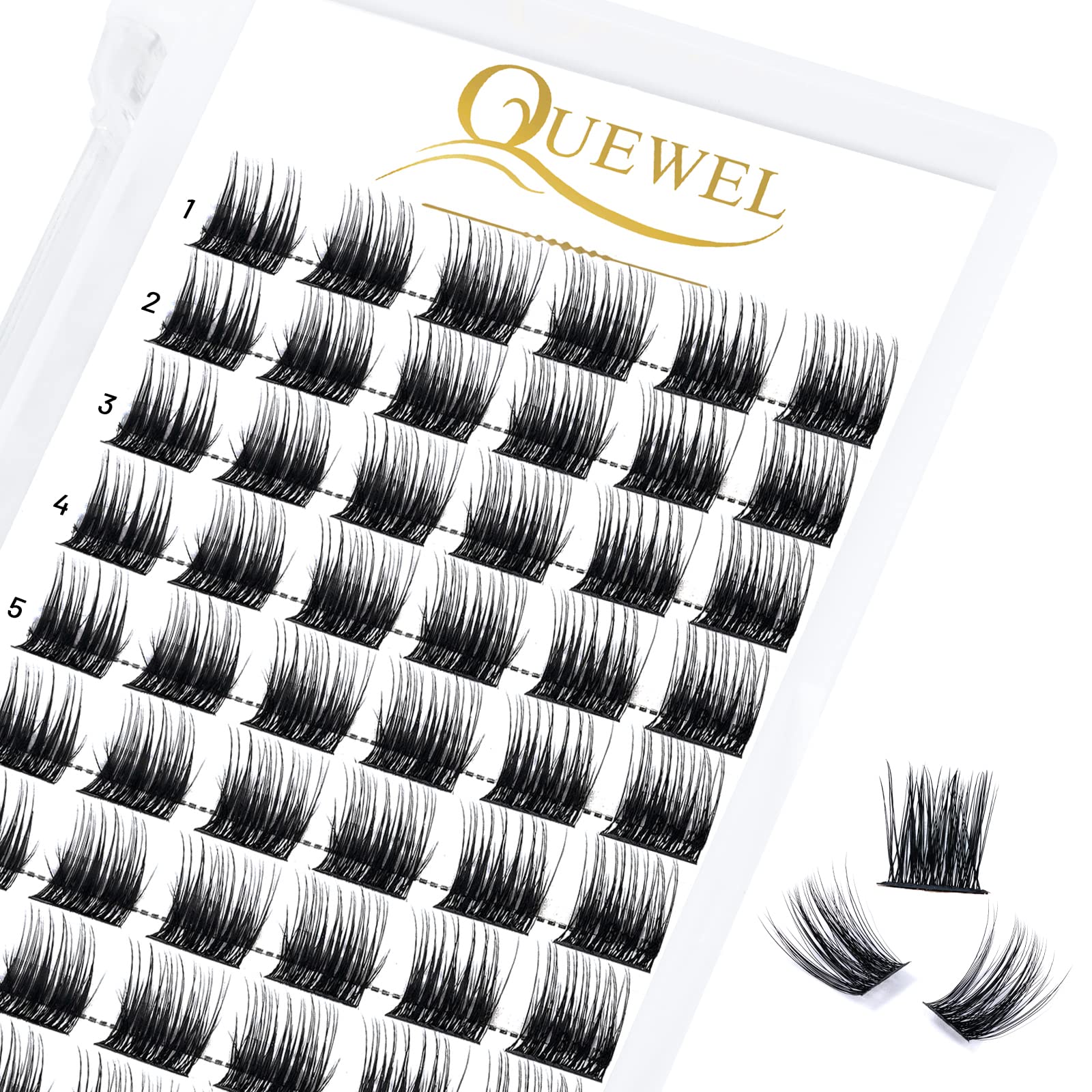 QUEWEL DIY Cluster Lashes - Individual Volume False Eyelashes, Soft & Light, Segmented, For Makeup Home Use (Honey01-D-MIX8-16mm) — view 47