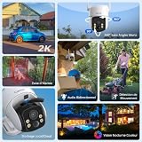 Caytail 2K Outdoor Surveillance Camera Solar Battery, 360° PTZ Surveillance Camera Outdoor Wireless with Solar Panel, 3MP Colour Night Vision, 2-Way Audio, PIR Motion Sensor, Acoustic and Optical - 2