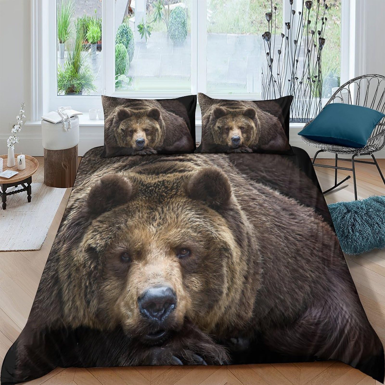 Ctjqhvkz Style-6 3D Printed Brown Bear Fitted Sheet Microfiber Soft Breathable Forest Wildlife Bed Cover For Bedroom Dorm Mattress Decor Single（135X200cm）